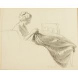 WITHDRAWN Charles-Jean Agard, French 1866-1950- Woman sewing; pencil on paper, signed lower