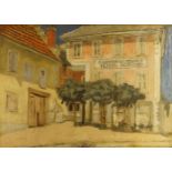 Modern British School, early/mid-20th century- Hotel Bernard; oil on canvas, 40.5 x 54.5 cm Please