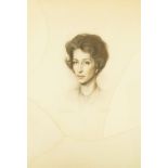 Claudio Bravo, Chilean 1936-2011- Portrait of a lady head and shoulders turned to the left; pencil