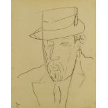 Jean Shepeard, British 1904-1989- Portrait of Frank Dobson; charcoal on paper, signed with