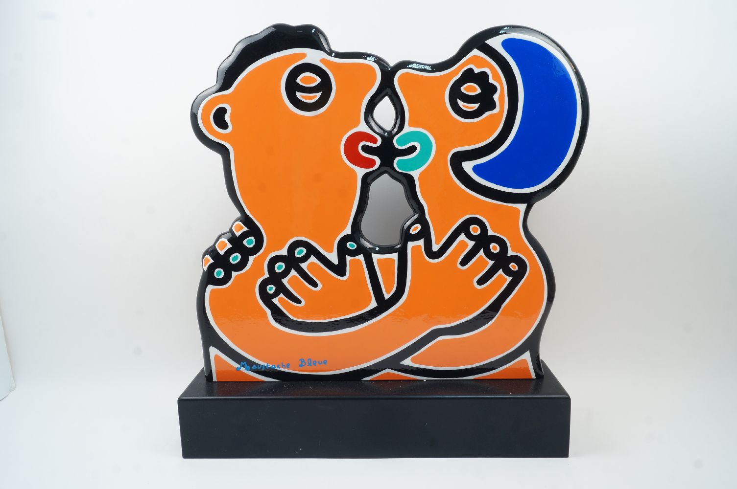 Moustache Bleue, French b.1952- The Orange Couple; acrylic on wood and epoxy resin sculpture, signed