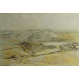 George Butler RWS, British 1904-1999- Chrome Hill, Buxton,1968; charcoal, watercolour, and