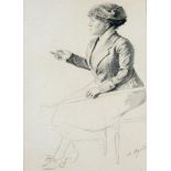 WITHDRAWN Charles-Jean Agard, French 1866-1950- Seated woman; pencil on paper, signed
