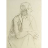 British School, 20th century- Portrait of a seated lady, turned to the right; pencil on paper, 37