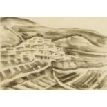 Siona Tagger, Israeli 1900-1988- Village of Beit J'aan; contÃ© crayon on paper, inscribed in