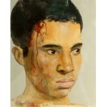 Steve Cox, Australian b.1958- Injured Youth, 2007; watercolour and acrylic on paper, signed with