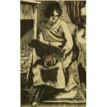 John Nash, British 1893-1977- Babs sleeping - the household pets; woodcut, signed 'John Nash' in