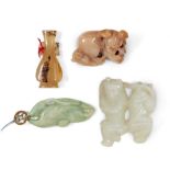 A group of four small hardstone carvings, 19th to early 20th century, the largest is 4.2cm long. (4)