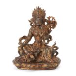 Property of a Gentleman (Lots 55-80) A Chinese lacquered gilt bronze figure of Green Tara, Ming