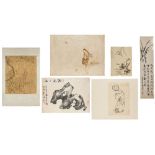 A group of Chinese and Japanese items, 18th - early 20th century, comprising four Chinese ink on