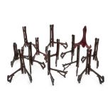 Thirteen Chinese wood folding plate stands, 17-27cm 木座一組十三件Please refer to department for