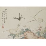 Li Lan (Chinese, 19th century), ink and colour on paper, dragonfly above floral sprays, inscribed
