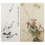 After Qi Baishi (1864 - 1957), ink on paper, depicting crayfish, signed and with a seal, 67x32cm;