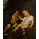 Follower of Sir Anthony van Dyck, Flemish 1599-1641- The Infant Christ and St John the Baptist in