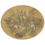 Follower of Giuseppe Passeri, Italian 1654-1714- Study of putti amongst clouds; pencil heightened