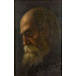 Bolognese School, late 17th century- Head study of a bearded man turned to the left; oil on