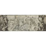 Italian School, late 16th century- Battle scene; pen, ink, wash, and white chalk on paper, with