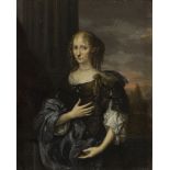 Circle of Johannes Vollevens the Elder, Dutch 1649-1728- Portrait of a lady, half-length, wearing