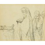 Circle of George Romney, British 1734-1802- An adoration scene; pencil on paper, bears