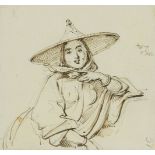 George Chinnery, British 1774-1852- A Tanka boat woman; pencil, pen and brown ink on paper,