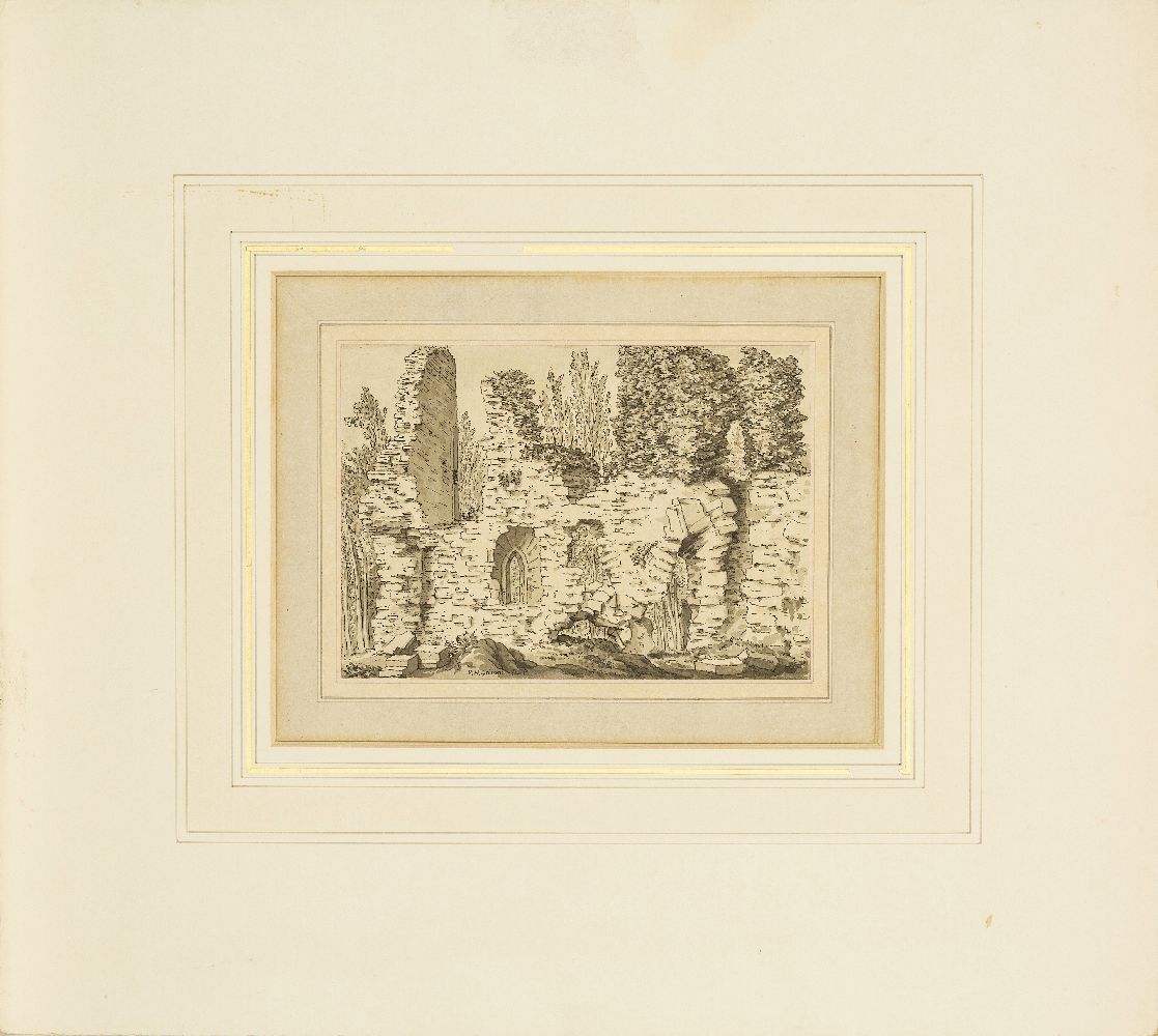 Samuel Hieronymus Grimm, Swiss 1733-1794- Ruins of Verdley Castle, Sussex; pen and black ink, and - Image 2 of 3