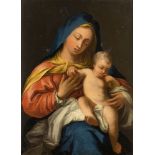 Manner of Antonio da Correggio, 19th century- The Virgin and child; oil on canvas, 53.8 x 37.8 cm.