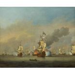 Circle of Peter Monamy, British 1681-1749- Naval engagement during the Anglo-Dutch Wars (third
