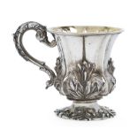 A William IV silver christening cup, London, 1831, Charles Fox II, designed with applied foliate