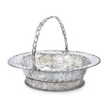 A George II silver swing-handled basket, London, 1754, Henry Morris, of oval form with pierced