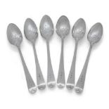 A set of six George III silver 'Galleon' picture-back teaspoons, London, 1794, John Priestman, Old