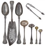 Two William IV King's pattern silver stuffing spoons, London, 1835, Mary Chawner, together with a