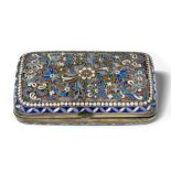 A Russian cloisonne enamel cigarette case, Moscow, c.1880, maker's mark Cyrillic KS, possibly