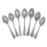 A group of seven George III silver 'Double-Headed Eagle' picture-back teaspoons, Hanoverian and