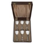 A cased set of six limited edition Elizabeth II silver commemorative goblets by Garrard & Co.,