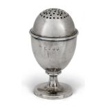 A George IV silver pepper by Paul Storr, London, 1828, of ovoid form, the body raised on a