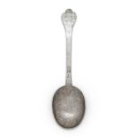 A West Country silver trefid spoon, Taunton, c.1685, Ellen Dare, the reverse of terminal prick dot