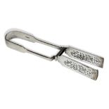 A pair of Victorian silver asparagus tongs, London, 1864, Chawner & Co., the fiddle pattern handle