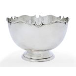 A George V silver Monteith-style punch bowl, Birmingham, 1935, Barker Brothers, of plain circular