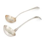 An Edwardian silver King's pattern ladle, London, 1902, Josiah Williams & Co., together with an