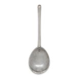 A Charles I silver slip-top spoon, London, 1640, William Cary, with fig-shaped bowl and faceted