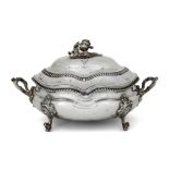 A Victorian silver soup tureen, London, 1840, William Moulson, with silver plated liner, probably
