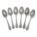A set of six George III silver 'Hen and Chick' picture-back teaspoons, London, c.1765, William