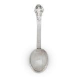 A Charles II lace-back silver trefid spoon, London, 1680, Thomas Cory (of Warminster), the reverse