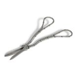 A pair of Edwardian silver grape scissors with stylised bamboo handles, Sheffield, 1909, Atkin Bros,