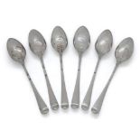A set of six George III silver 'I Love Liberty' picture-back teaspoons, London, c.1765, William