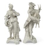 A pair of Berlin (KPM) porcelain white figures emblematic of Air and Earth from a Series of the