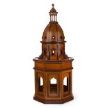 A walnut architectural model of an architectural dome with cupola, 20th century, of domed form