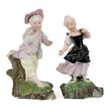Two German porcelain figures of the Madchen mit flatterndem (girl with a fluttering dress) and the