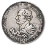 A silver medallion commemorating Field Marshall Blucher, 1816, the obverse with a profile bust of