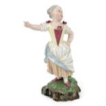 A German porcelain figure of a Bauermadchen (Peasant girl), possibly Hochst, possibly c.1770,